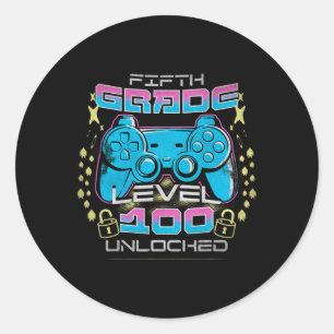 Pegatina Redonda Videojuego sin bloqueo de quinto grado de la escue