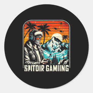 Pegatina Redonda Videojuego Spitoir Gaming Estilo Viñeta Videojuego