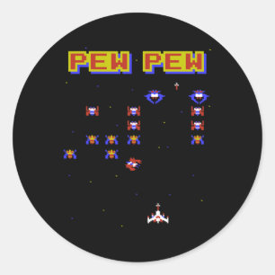 Pegatina Redonda Videojuego Viejo juego de escuela 80s juego de jue