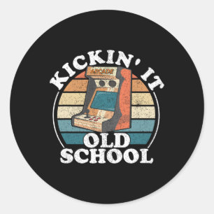 Pegatina Redonda Videojuegos de videojuegos de la vieja escuela ret