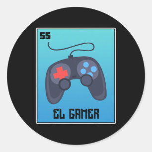 Pegatina Redonda Videojuegos El Gamer divertida parodia de lotería