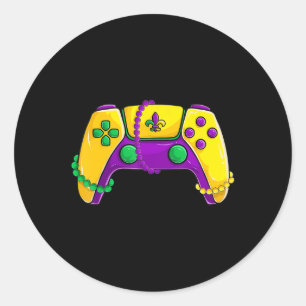 Pegatina Redonda Videojuegos Perlas para niños Mardi Gras