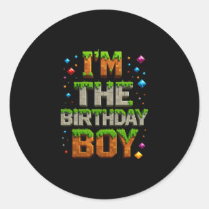Pegatina Redonda Videojugador Pixel Número Soy El Cumpleañero Cumpl