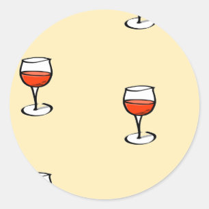 Pegatina Redonda Vidrio de vino sobre naranja