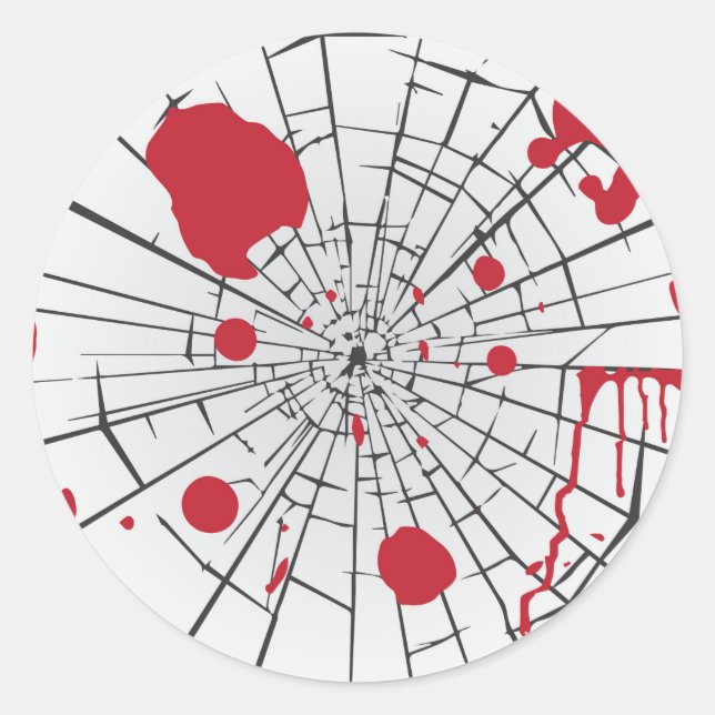 Pegatina Redonda vidrio destrozado de halloween (Anverso)