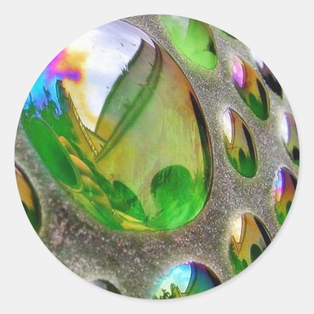 Pegatina Redonda Vidrio Green Scupture Mirrors (Anverso)