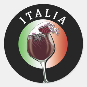 Pegatina Redonda Vidrio italiano - Italia, Italia