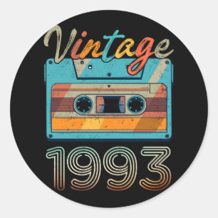 Pegatina Redonda Vieja Cinta Cassette Retro 30 cumpleaños 30