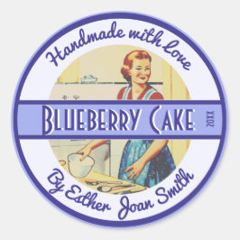 Pegatina Redonda Vieja escena de cocina de los años 50 con texto Pe