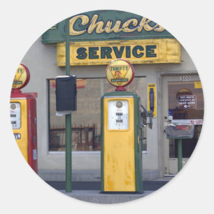 Pegatina Redonda Vieja gasolinera