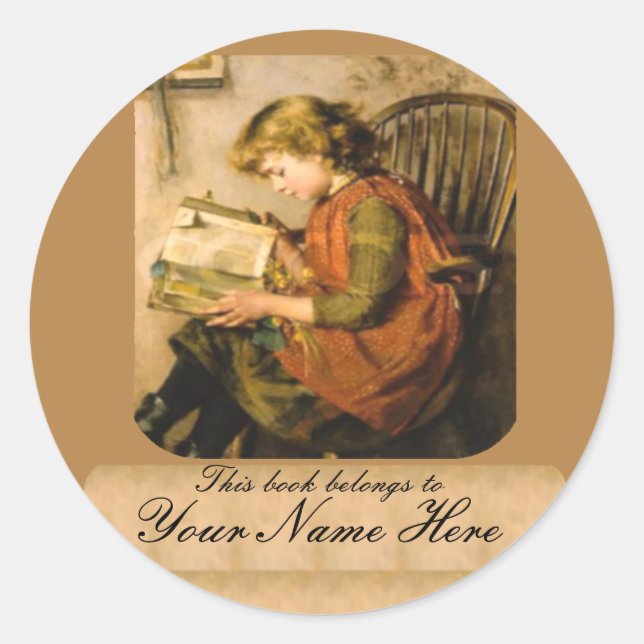 Pegatina Redonda Vieja lectura de Chicas de moda (Anverso)