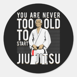 Pegatina Redonda Viejo Hombre de Jiu Jitsu Brasileño