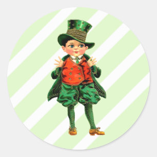 Pegatina Redonda Viejo niño irlandés St. Patrick's Day