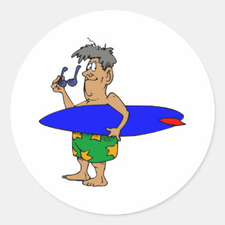 Pegatina Redonda Viejo Surfer Dude