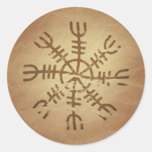 Pegatina Redonda Viejos encantos mágicos islandeses de