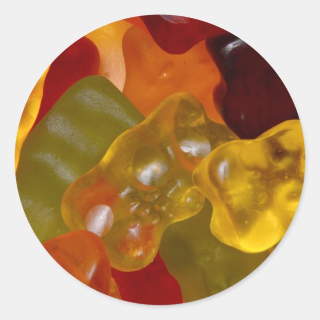 Pegatina Redonda Viele bunte Gummibärchen (Anverso)