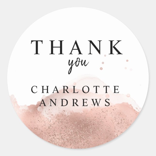 Pegatina Redonda  Vielen Dank! Moderner Salon    RosegoldKlassische (Anverso)