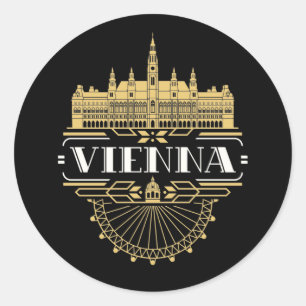 Pegatina Redonda Viena Austria Art Deco Souvenir estético