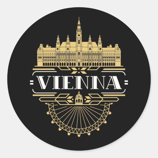 Pegatina Redonda Viena Austria Art Deco Souvenir estético (Anverso)