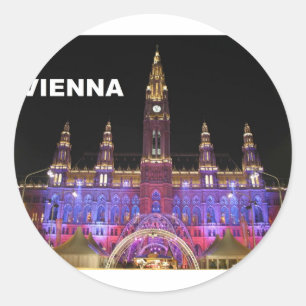 Pegatina Redonda Viena Rathaus Eistraum (St.K.