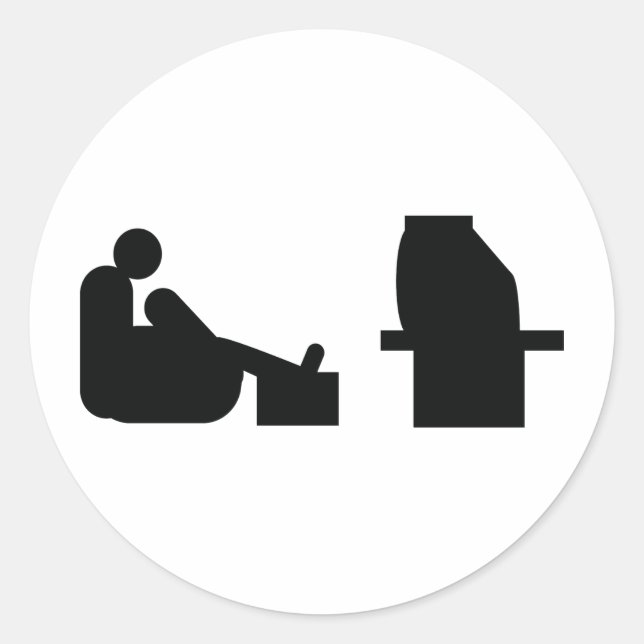 Pegatina Redonda viendo televisión (Anverso)