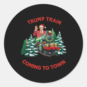 Pegatina Redonda Viene a la ciudad de Santa Trump 2024