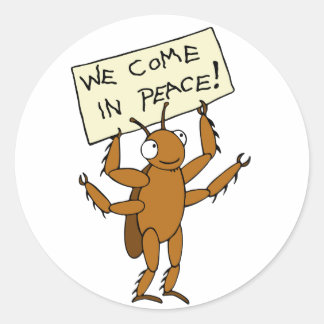 Pegatina Redonda ¡Vienen En Paz!