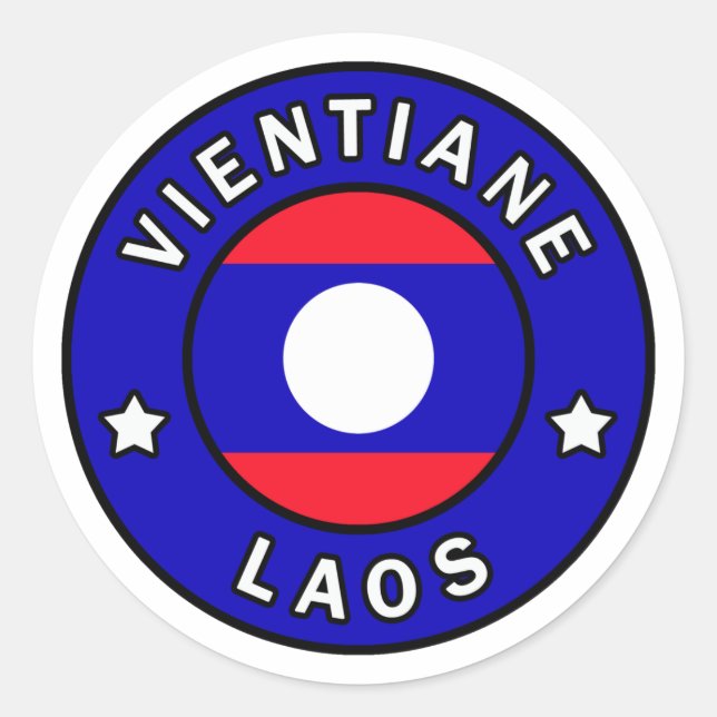 Pegatina Redonda Vientiane Laos (Anverso)