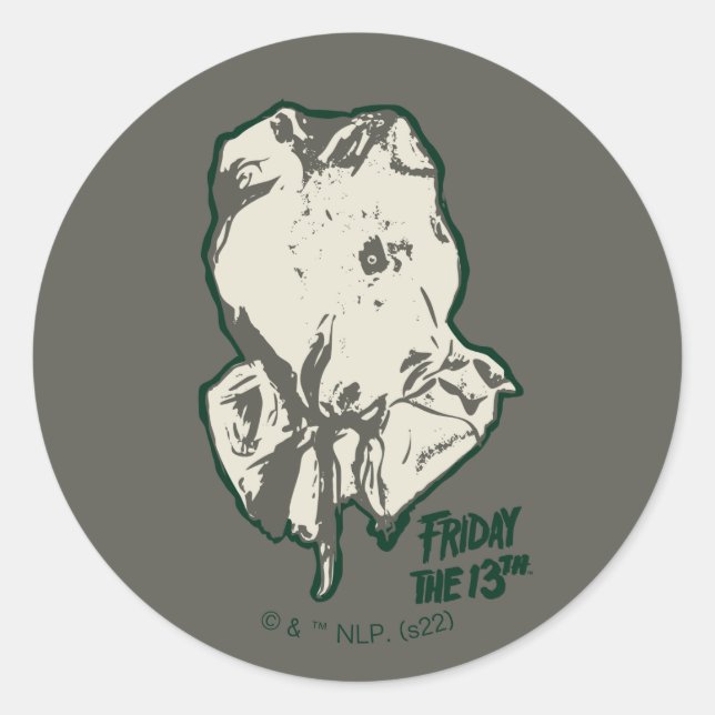 Pegatina Redonda Viernes 13 | Jason Voorhees Burlap Sack (Anverso)