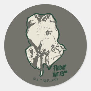 Pegatina Redonda Viernes 13   Jason Voorhees Burlap Sack