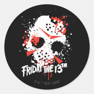 Pegatina Redonda Viernes 13   Paint Splatt Hockey Mask