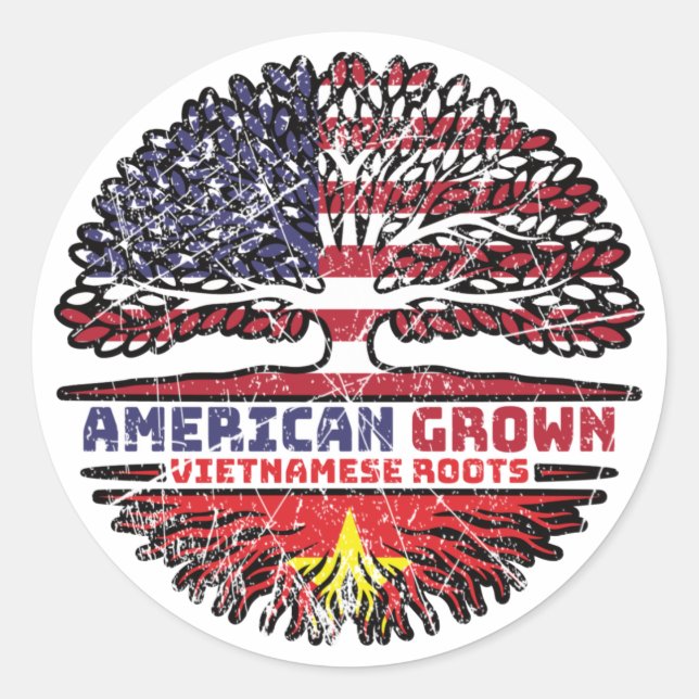 Pegatina Redonda Vietnam, EE.UU. EE.UU. EE.UU. (Anverso)
