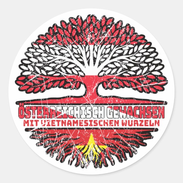 Pegatina Redonda Vietnam Vietnamesisch Österreichisch Österreich (Anverso)