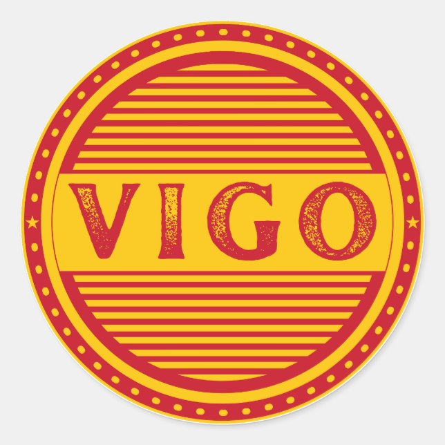 Pegatina Redonda Vigo City Pride Emblem – Spanish Identity (Anverso)