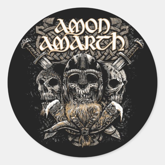Pegatina Redonda Viking Metalizado Amon T-ShirtViking Metalizado Am (Anverso)
