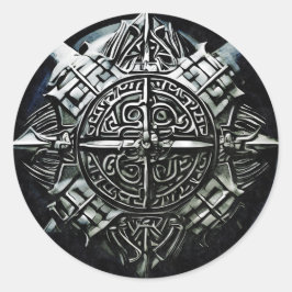 Pegatina Redonda Viking protege la primera línea de defensa