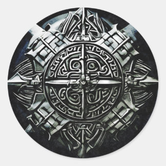 Pegatina Redonda Viking protege la primera línea de defensa