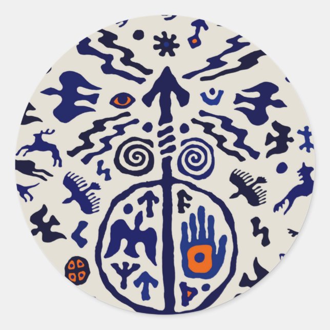 Pegatina Redonda Viking Shaman Ritual Talisman (Anverso)