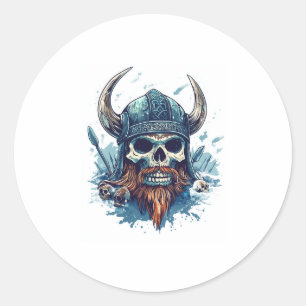 Pegatina Redonda Viking Skull Berserker