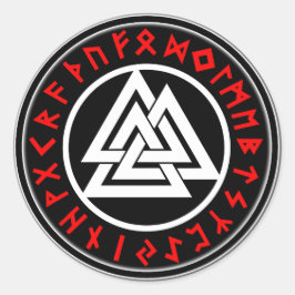 Pegatina Redonda Viking Triscalion Red Runes