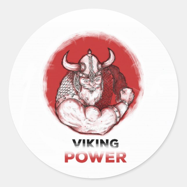 Pegatina Redonda vikingo power (Anverso)