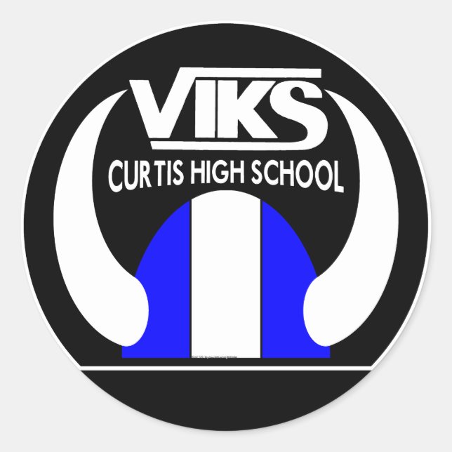 Pegatina Redonda VIKS - Curtis High School (Anverso)