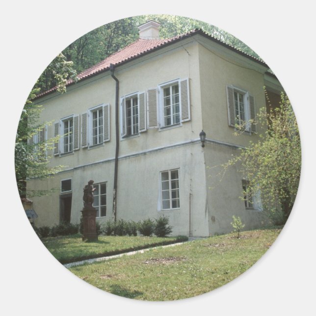 Pegatina Redonda Villa Bertramka-Mozart-Praga (Anverso)