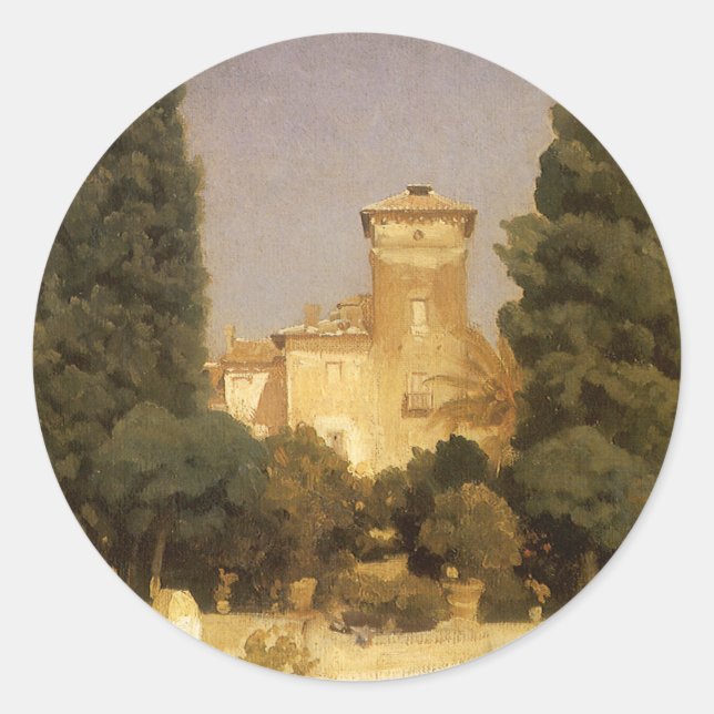 Pegatina Redonda Villa Malta, Roma por Lord Frederic Leighton (Anverso)