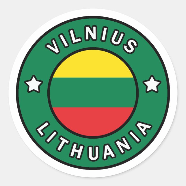 Pegatina Redonda Vilnius Lituania (Anverso)