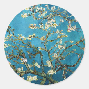 Pegatina Redonda Vincent van Gogh, Almendro en Flor