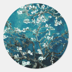 Pegatina Redonda Vincent Van Gogh Almond Blossoms Oscuro Verde azul