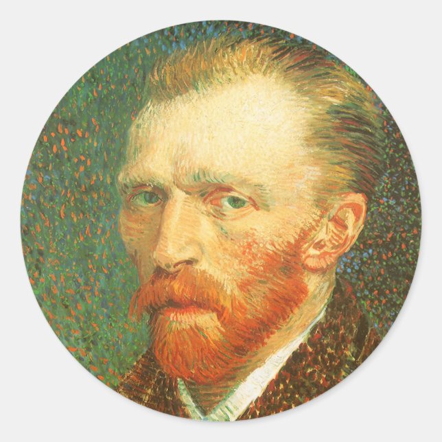 Pegatina Redonda Vincent van Gogh - Autorretrato de Van Gogh (Anverso)