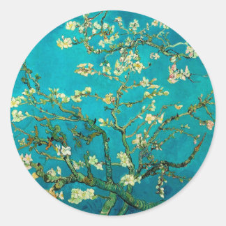Pegatina Redonda Vincent Van Gogh Blossoming Almond Tree Floral Art