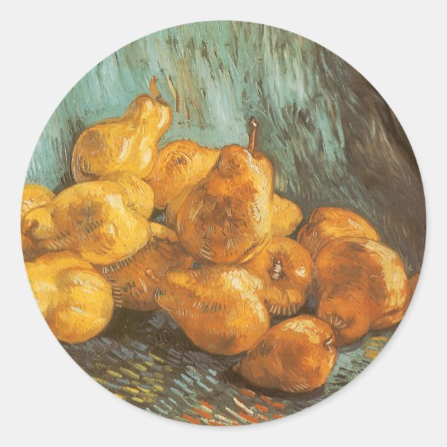 Pegatina Redonda Vincent van Gogh - Bodegón con peras membrillo (Anverso)